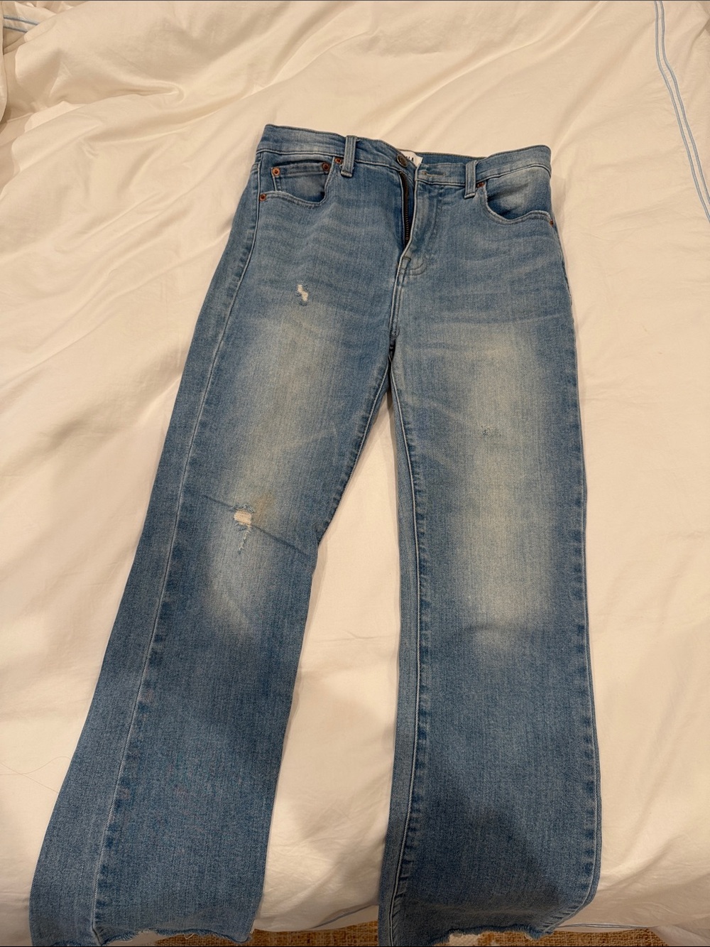 pistola lennon jeans light blue frayed hem jean